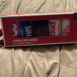 NWT Odd Sox Budweiser Men's Crew Socks 5-Pack - Multicolor